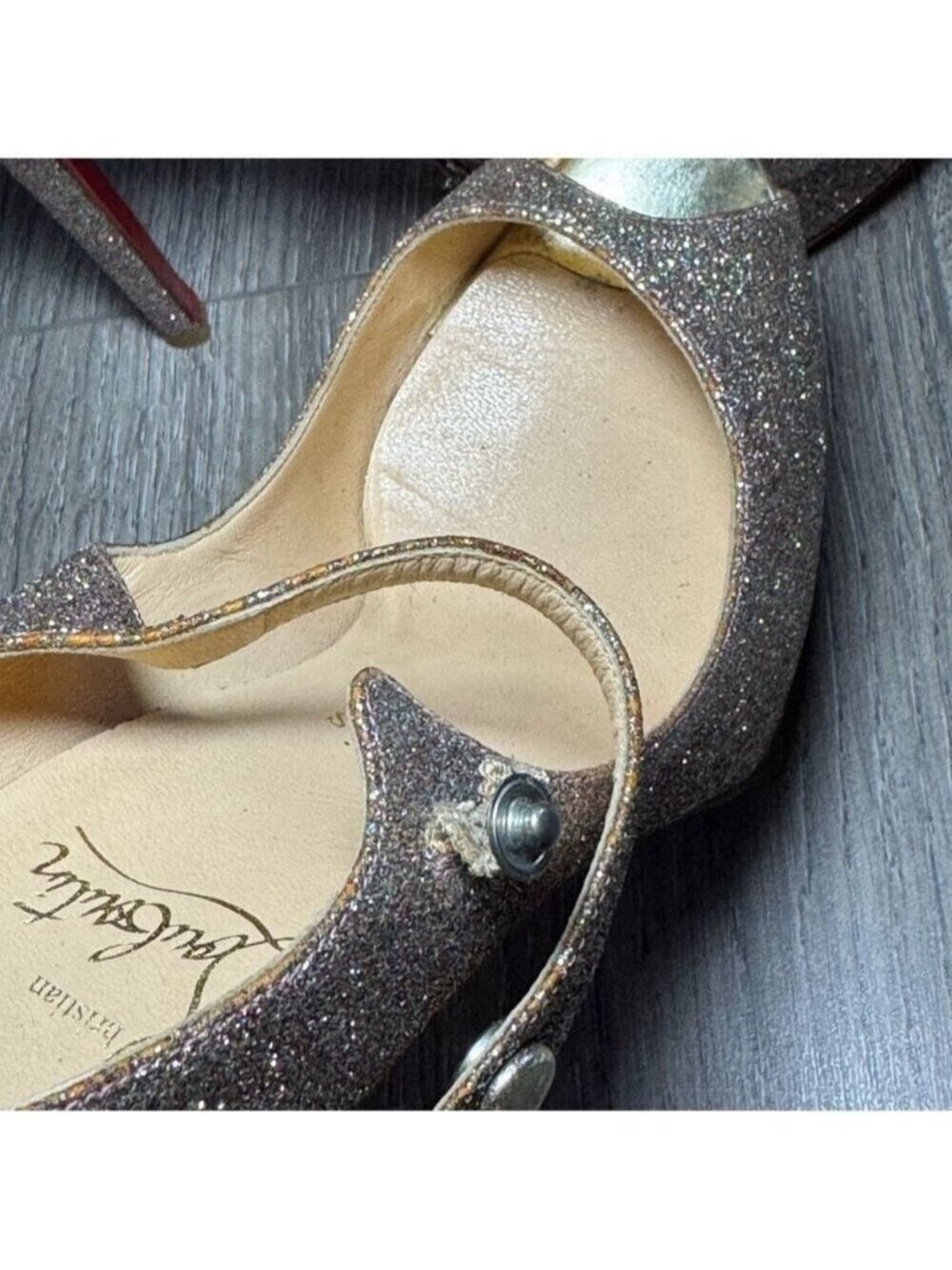 Christian Louboutin Bana 140 Glitter Minispecchio Silver Mary Jane Platform 0412 - Picture 9 of 12